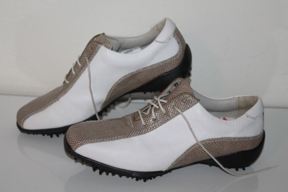 Footjoy LoPro Golf Shoes, #97208, White/Snake, Leather, Women's Size 8